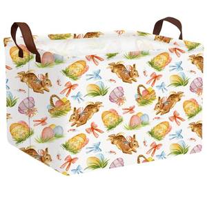 lot 2207 image: HEFEICZ Large Easter Basket Gift Empty Cute Easter Storage Bin Kid Room Bunny Egg Decor (Colorful-01)