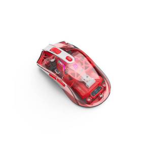 lot 4277 image: MKETech Electronics Wireless Mouse with Transparent Shell and RGB Lighting, Dual-Mode Bluetooth & 2.4GHz, Adjustable DPI, Cyberpunk Style for Office, Gaming, and Creative Work, Red (MKE 830)