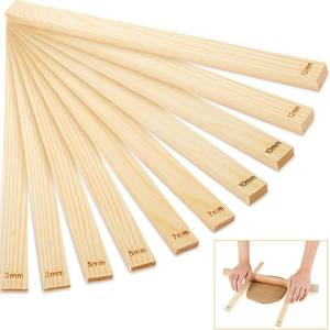 lot 4282 image: Sasylvia 10 Pcs Pottery Rolling Pin Guides Wood Teaching Rolling Mud Stick Guide Set Polymer Clay Depth Guide Pottery Tools Clay Mudboard Tools (5 Size,Wood Color)