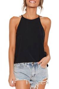 lot 4292 image: LouKeith Womens Tops Sleeveless Halter Racerback Summer Casual Shirts Basic Tee Shirts Cami Tank Tops Beach Blouses Black M