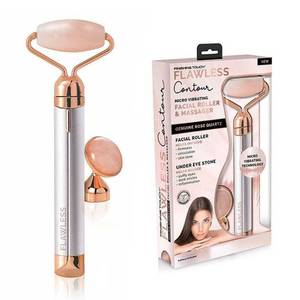 lot 4295 image: Finishing Touch Flawless Contour Vibrating Facial Roller & Massager, Rose Quartz