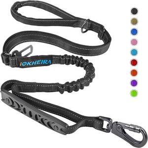 lot 4300 image: IOKHEIRA 6Ft 4Ft Dog Leash Rope for Large Dogs, Heavy Duty with Comfortable Padded Handle and Highly Reflective Threads,4-in-1 Multifunctional Dog Leashes with Car Seat Belt for Training (Black)