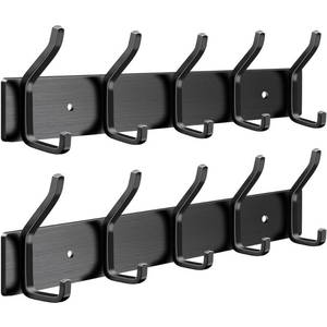 lot 4488 image: BLOCE Coat Rack Wall Mount, Stainless Steel Coat Hanger Wall Mount, 14 Inch Hat Rack Holder for Wall, Key Holder Purse Racks, Towel Rack for Bathrooms (2, Black)