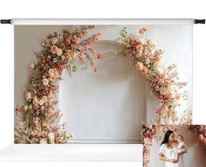 lot 4494 image: Kate Wedding Photography Backdrop Floral Arched Wall Photo Backdrops White Wall Professional Photo Studio, 7x5ft