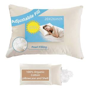 lot 5737 image: 20x26 Organic Pillow with 100% Organic Cotton Pillowcase and Shell - Soft Non Toxic and Breathable Pearl Filling, CPSC Certified and Oeko-TEX, Adjustable Loft Organic Pillow, Machine Washable