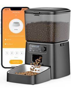 lot 5741 image: oneisall Automatic Cat Feeder, 2.4G WiFi Cat Food Dispenser with App, 12 Cups3.5L Auto Cat Feeder for Dry Food, Timed Cat Feeder with Portion Control for Small Pets Indoor