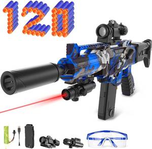 lot 5772 image: Automatic Toy Foam Blaster Sniper with Scope, Electric Toy Dart Blaster with 120 Foam Darts, Goggles, Air Pocket Technology Outdoor Game Kids Toys for Ages 8-12 Boys Girls- Blue