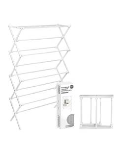 lot 5798 image: ZOES HOMEWARE 4-Tier Clothes Drying Rack, 4ft High Foldable Drying Rack Clothing for Indoor & Outdoor, Portable Collapsible Laundry Dryer for Laundry Room and Apartment, White 29 L x 49 H x 11.5 W