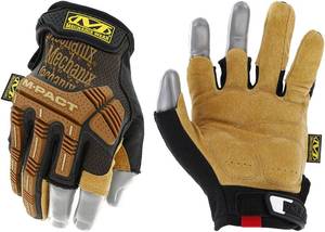 lot 6099 image: Mechanix Wear M-Pact Durahide Leather Framer Work Gloves, Fingerless Design, Work Gloves with Impact Protection and Vibration Absorption, Safety Gloves for Men (Brown, Large)
