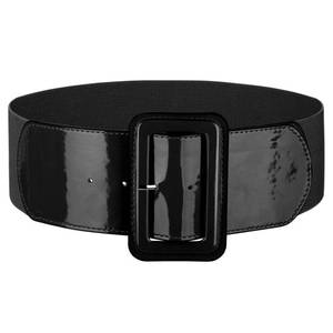 lot 6122 image: JASGOOD Women Wide Stretchy Belt Vintage Elastic Waist Belt for Dresses Fashion Ladies Waist Patent Leather Belt with Square Buckle