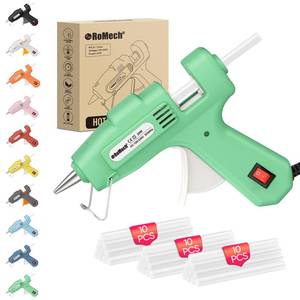 lot 6134 image: ROMECH 20W Mini Hot Glue Gun with 30 Glue Sticks Set, Fast Preheating Hot Glue Gun Kit Heavy Duty Gluegun for Craft, DIY, Repairs (Green)
