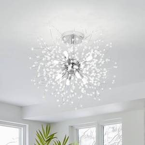 lot 11416 image: WILON Modern Crystal Ceiling Chandeliers, Firework Dandelion Ceiling Light Flush Mount 8-Lights Bedroom Lighting Fixtures for Hallway Kitchen Living Room (Nickel)