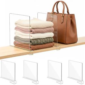 lot 11417 image: SortNStore Shelf Dividers Purse Organizer for Closet 11-inch Tall(Extra Tall) Acrylic Sweater Organizer - Upgraded Extra Height for Large Handbags, Totes, Clothes, Towels on Wood Shelves 4-Pack