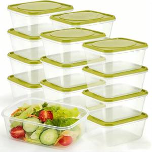 lot 11423 image: Fvellix 16 Pcs Square Food Storage Containers, Prep Containers Reusable with Plastic Lids, BPA Free Plastic Meal Prep Containers, Lunch Containers for School, Work and Travel, Clear