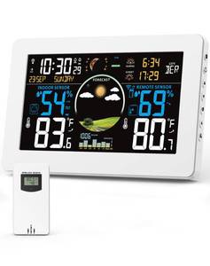 lot 11427 image: Zivron Weather Station Wireless Indoor Outdoor Thermometer, 7.5 VA Display with Remote Sensor, Home Weather Station with Weather Forecast, Temperature, Humidity, Atomic Clock, White