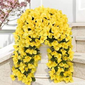 lot 11431 image: ATTGREAT Artificial Bougainvillea for Outdoors Faux Plants UV Resistant Flowers Fake Plastic Plants Realistic Silk Flowers for Porch Planter Garden Outside Hanging Decoration, 2Pcs (Yellow)