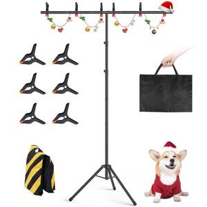 lot 11447 image: Forlogic Portable T-Shape Backdrop Stand Support Kit 8x5.3ft, Adjustable Photo Green Screen Back Drop Stand for Party, Photography Videography Studio (8�5.3Ft)