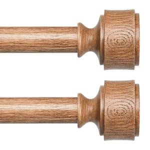 lot 11449 image: 2 Pack Wood Curtain Rod 36-60 Inch, Decorative 1 Inch Heavy Duty Curtain Rods for Windows with Vintage Faux Wood Grain Finials, Adjustable Rustic Farmhouse Bedroom Boho Metal Drapery Pole