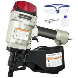 lot 11456 image: KEENTECH Pneumatic Siding Nail Gun for 1-34 to 2-34 15-Degree Nails, Coil Siding Nailer with Bump Firing for Fast Nailing Speed, Coil Nail Gun for Pallet, Siding, Crating, Decking, Framing, CN70 (Used)