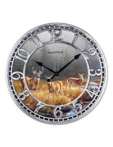 lot 11457 image: WANGIRO Great Looking Deer Clock Wildlife Wall Clock Silent Non Ticking Battery Operated 12 Inch Quality Plastic Round Wall Clocks for Home Kitchen Living Room Bedroom Office Decor (Antique Silver)