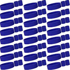 lot 11465 image: Yuxung 72 Pcs Neon Sweatbands Set for Women Tennis Wristbands Cotton Terry Cloth Sports Athletic Sweat Bands for Running Gym Basketball Workout Sports 80s 90s Costume Cosplay Party (Dark Blue)