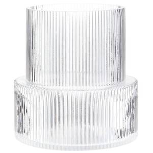 lot 11473 image: YANWE1 Ribbed Glass Vase, Flower Vase, Fluted Clear Vases for Flowers, Modern Vases for Living Room, Dining Table, Entryway, Shelf, Wedding, Office, Coffee Table, Birthday, 7.5 Inches