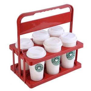 lot 11483 image: musbus Reusable Drink Carrier with Handle for Food Delivery Drivers, Portable CupCoffee Holder Accessories for Delivery, Foldable Drinks Caddy with Tray, Car Durable Plastic Festive Bottle, Vacation