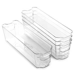 lot 11484 image: BINO  Stackable Storage Bins, Small - 4 Pack  The Stacker Collection  Clear Plastic Storage Bins  Organization and Storage Containers for Pantry & Fridge  Multi-Use Organizer Bins  BPA-Free