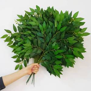lot 11509 image: VOELIGT 48PCS Italian Ruscus Greenery 60cm Artificial Greenery Stems Leaf Greenery Garland for Wedding Arch Flowers Centerpieces Balloon Arch Home Decor