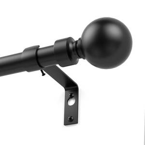 lot 11511 image: Adjustable Curtain Rods for Windows 32 to 46 Inches, Curtain Rod Max Adjustable Length of 46 IN, 34 Diameter Stainless Steel No Drill Tension Rods Round Finials, Matte Black, Pack of 1