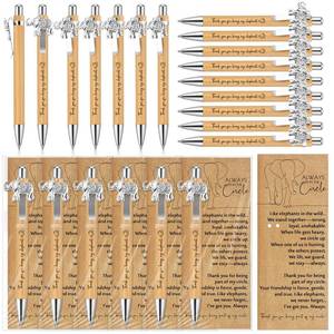 lot 12013 image: Resurhang 40 Sets Elephant Friendship Gifts Bulk for Women Men Friendship Elephant Pens Bamboo Ballpoint Pens with Bookmarks Cards for Adults Long Distance Relationship Best Friends Sisterhood BFF (Missing Pieces only 15)