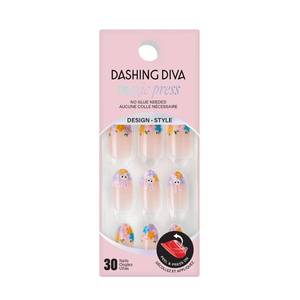 lot 12019 image: Dashing Diva Magic Press Nail Set - Hop Scotch - Medium Almond Press On Nails - Long Lasting Gel - Lasts Up to 10 Days - Gel Set - 4-Piece Manicure Kit with 30 Nails