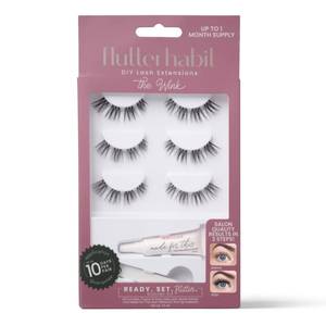 lot 12026 image: FlutterHabit Wink Ready Set Starter Kit, DIY Eyelash Extensions, Lash Clusters for Women, Professional Quality At Home Eyelash Extension Kit, Natural False Lashes, 3 Lash Sets, Lash Glue Included