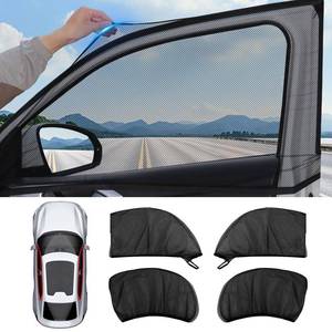 lot 12045 image: 4-Pack Car Window Shades with Insect Screen, UV Blocking & Breathable Mesh, Universal Fit for 96% Cars, for Baby Kids Travel Camping, Heat Insulation & Privacy Protection