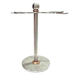 lot 12051 image: Luxury Razor and Brush Stand, The Admiral by VIKINGS BLADE, Ancient Viking Look with Heavy Distressed Stainless Steel & Brass, Extra Wide Openings, Fits Most Razors and Brushes