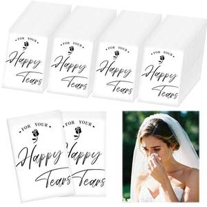 lot 12058 image: Ocmoiy 30 Pack Happy Tears Tissues for Wedding, 3 Ply Wedding Tissue Packs For Guests, Bulk Individual Facial Pocket Tissues for Wedding Party Favors Travel Graduation Celebration (Used)