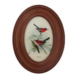 lot 12073 image: Bellglee 4x6 Oval Wood Picture Frame - Vintage Decor Photo Frame with Glass - Classic Oval Wood Frame for Wall & Tabletop, Retro Home D�cor