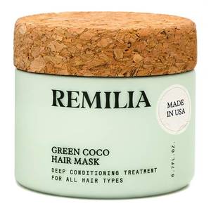 lot 12075 image: Remilia Hair Green Coco Hair Mask with Coconut Oil, Avocado Oil, Castor Oil, Green Tea & Rice Protein, Salon-Inspired Care for Smoothness and Manageability - 200 ml - 6.7 fl oz
