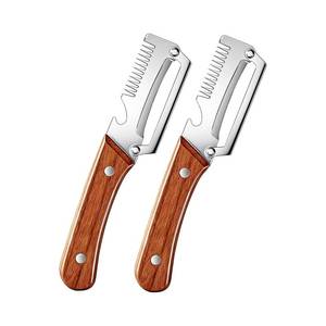 lot 12138 image: 2-Pack Premium Vegetable Peeler with Wooden Handle and Bottle Opener, Multi-Functional Vegetable Peeler for Kitchen, Kitchen Gadgets Tool for Fruit Pumpkin Peeling Potato Carrot Veggie Peeler
