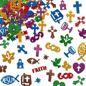 lot 12155 image: MALLMALL6 500pcs Christian Glitter Stickers - Foam Self-Adhesive Bible Cross Multi-Colour Art Craft Project Glittery Sticky Embellishments for Kids School Classroom Activity Home Party Decoration