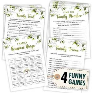 lot 12160 image: WOODAMORE Family Reunion Games and Activities - Family Feud Game Cards, Trivia Games for Family, How Well Do You Know Your Family Bingo Game