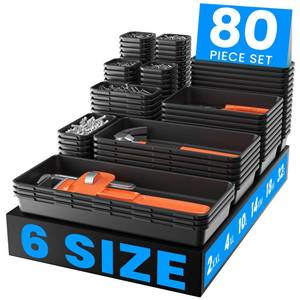 lot 13327 image: �°��°��°��°��°��� & 80PCS��A-LUGEI Tool Box Organizer��Fits 100 Tools�� Black Garage Organization and Storage Tray Divider Set, Desk Drawer Organizer, Toolbox for Rolling Tool Chest Cart WorkBench Small Part