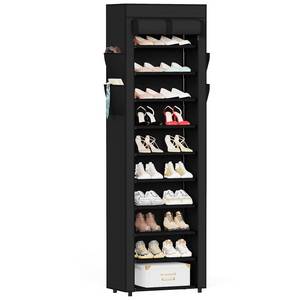 lot 13331 image: Mavivegue Shoe Rack with Cover, 10 Tier Tall Shoe Organizer for 18-22 Pairs of Shoes, Shoe Organizer with 4 Side Pockets, Shoe Cabinet for Entryway, Closet