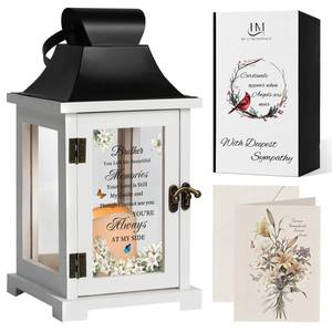 lot 13337 image: HugMemories Loss of Brother Sympathy Gifts, Memorial Gifts for Loss of Brother, Brother Memorial Gifts, Bereavement Gifts in Memory of Loved One, Memorial Lantern with Led Candle