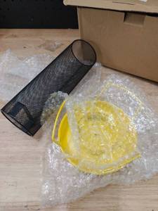 lot 13341 image: Outdoor Bird Feeder Yellow (Missing Rod and Lid)