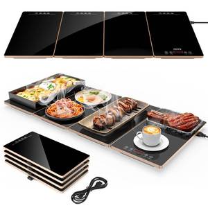 lot 13344 image: FEPPO Electric Warming Tray, 4-in-1 Food Warmers for Parties Buffet with 10 Temp Settings and Timer, 33x15 Glass Surface Warming Mat for Food, Modular Buffet Hot Plates for Catering and Gatherings