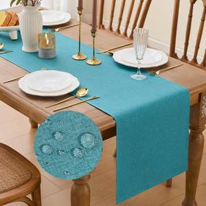 lot 14226 image: YATOJUZI Teal Table Runner Seasonal Summer Kitchen Dining Coffee Table Decoration 72 Inches Long Waterproof Turquoise Farmhouse Rustic Table Runner Home Wedding Party Decor 16x72Inch