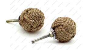 lot 14258 image: 5MOONSUN5s Jute Rope Knot Drawer Pulls and Push Handle Knobs for Cabinets, Wardrobes & Kitchen Cupboards Nautical Decor, 35 mm (Pack of 2)
