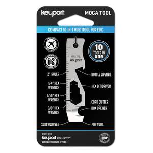 lot 14268 image: Keyport MOCA 10-in-1 Keychain Multitool (Stainless)  EDC Multi Tool Pry Bar, Bottle Opener, Screwdriver, Box Opener, Cord Cutter & More  TSA Key Tool  EDC Gear  For Key Organizer & Key Chain