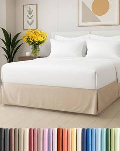 lot 14279 image: Pleated Bed Skirt Full Size - 3 Sided Pleated Bed Skirt Full - Ultra-Soft, Easy Fit with 15 Inch Tailored Drop - Hotel Quality, Wrinkle Free & Fade Resistant - for Women, Men, Kids and Teens - Cream